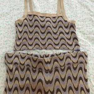 NWOT 2 Piece Patterned Jumpsuit Set XL Purple Cream